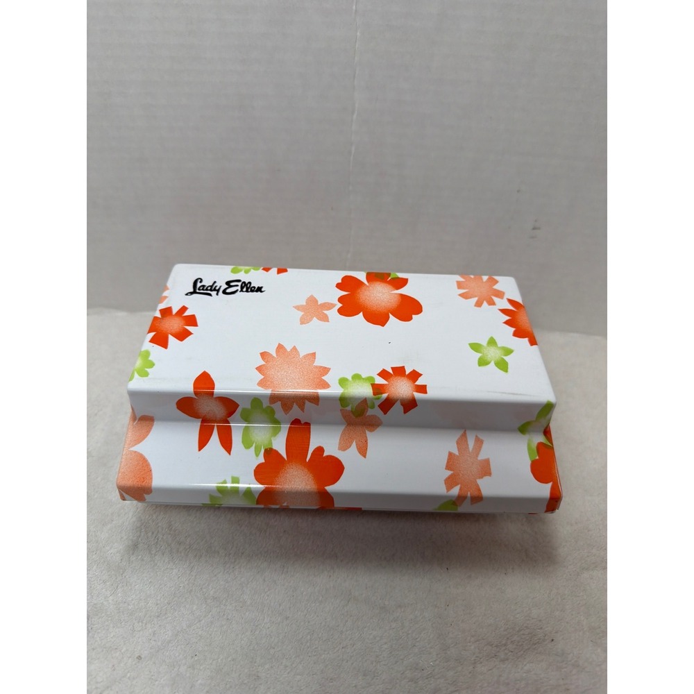 VTG 1960's Lady Ellen‎ Hair Curlers Set with Storage Case Floral Design MOD MCM